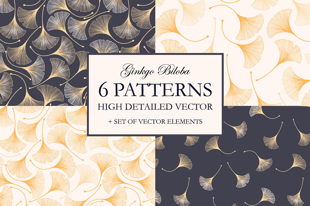 Ginkgo Patterns, a Pattern Graphic by GreyLilac