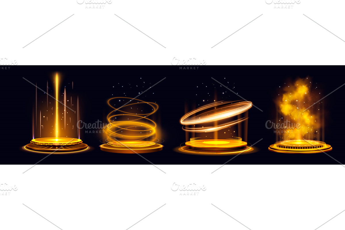Neon orange game portals set, a Technology Illustration by art PVP - market