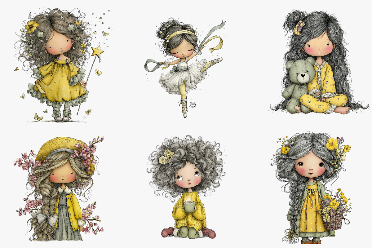 Quirky Cute Little Girl Clipart, an Illustration by CreationArt (Photo 5 of 5)