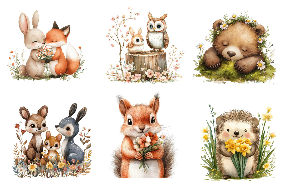 Woodland Spring Floral Cute Animal, an Illustration by CreationArt (Photo 5 of 5)