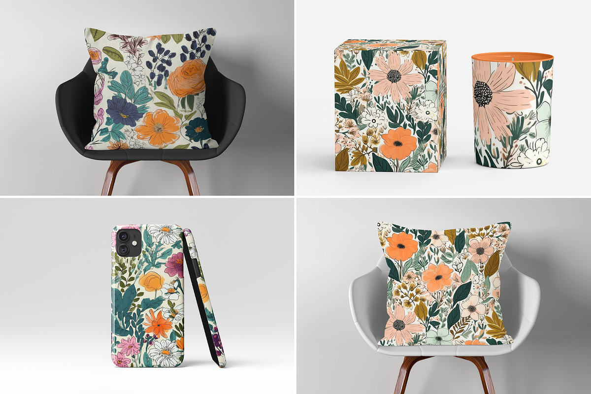 Summer Floral Seamless Patterns, a Pattern Graphic by Ninterints (Photo 6 of 14)