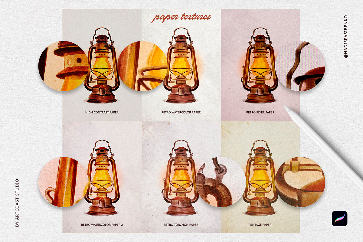 Watercolor Procreate Retro Brushes, a Brush Add-On by Spasibenko Art (Photo 9 of 12)