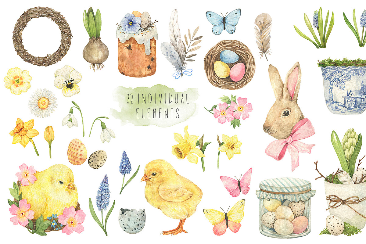 Spring watercolor set, an Illustration by PS_patterns (Photo 2 of 4)