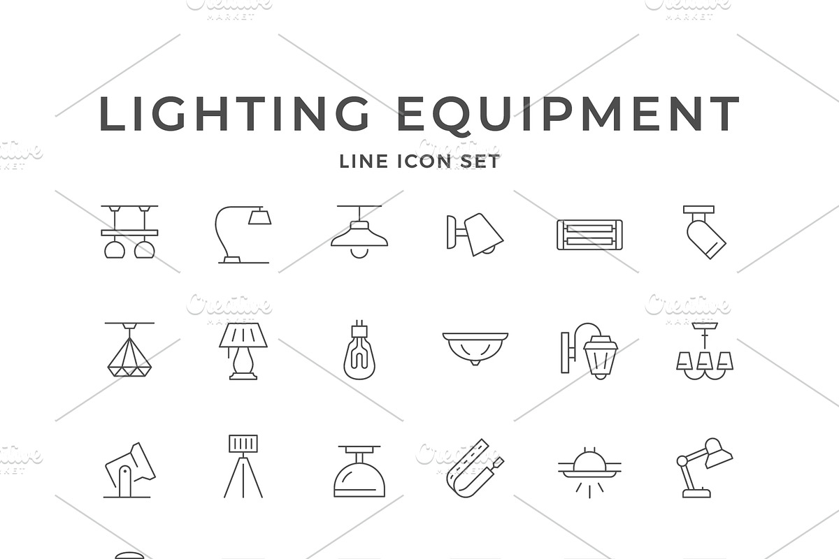 Set line icons of lighting equipment, an Outline Icon by motorama (Photo 1 of 2)