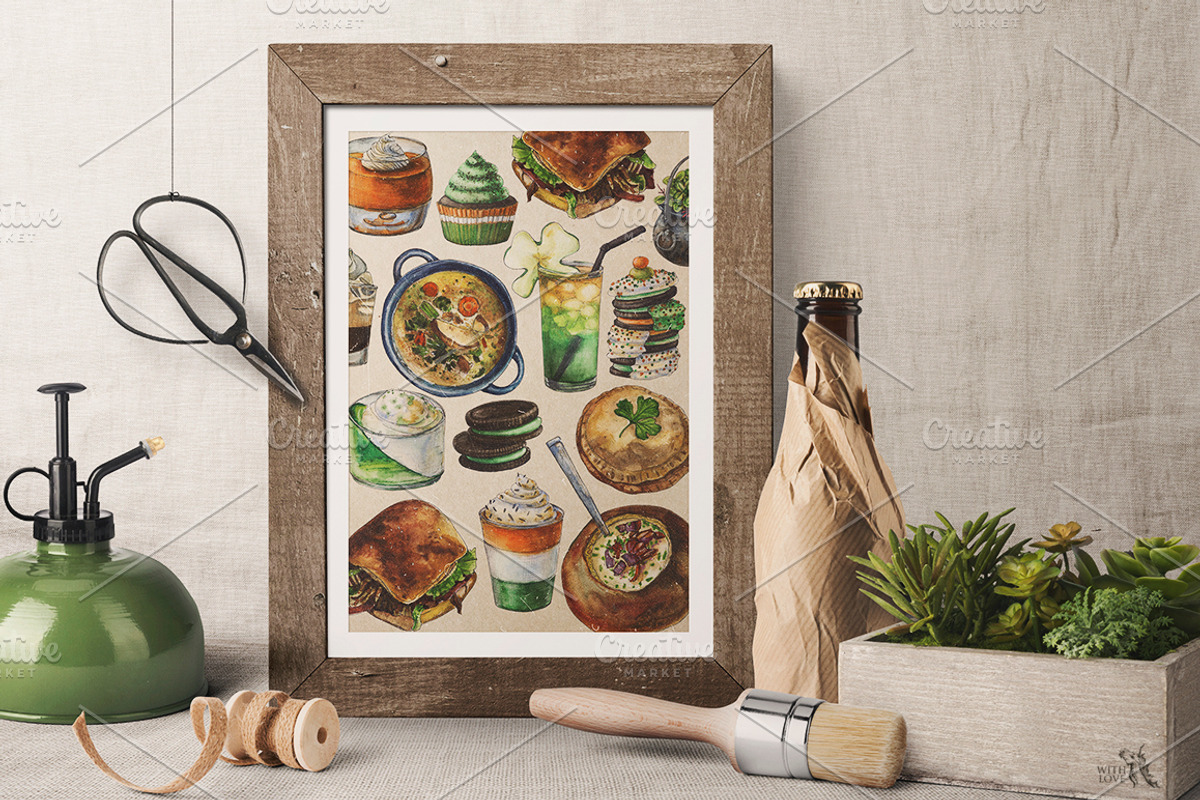 Irish Green Watercolor & Ink Set, a Food Illustration by Fluffy Unicorn (Photo 5 of 10)