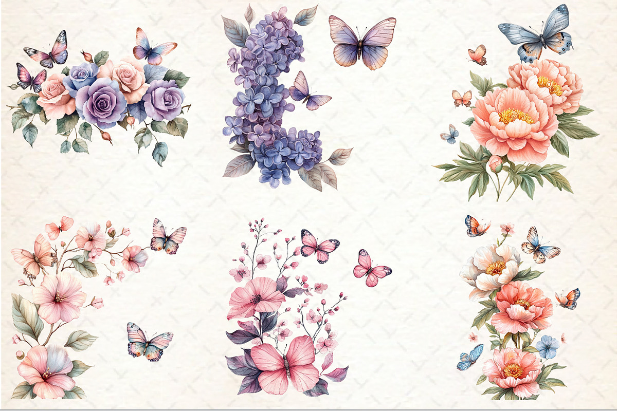 Floral Butterfly Border Clipart, an Illustration by Rose Art (Photo 3 of 8)