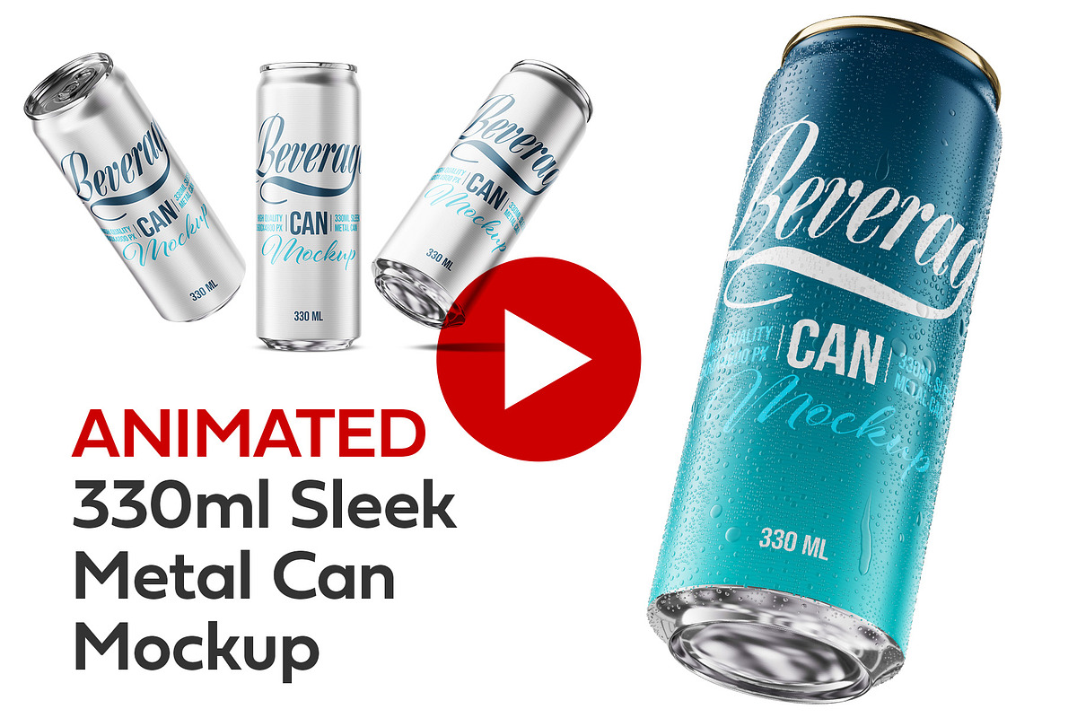 330ml Sleek Can Mockup | ANIMATED, a Packaging Mockup by AY Mock-Ups (Photo 1 of 15)