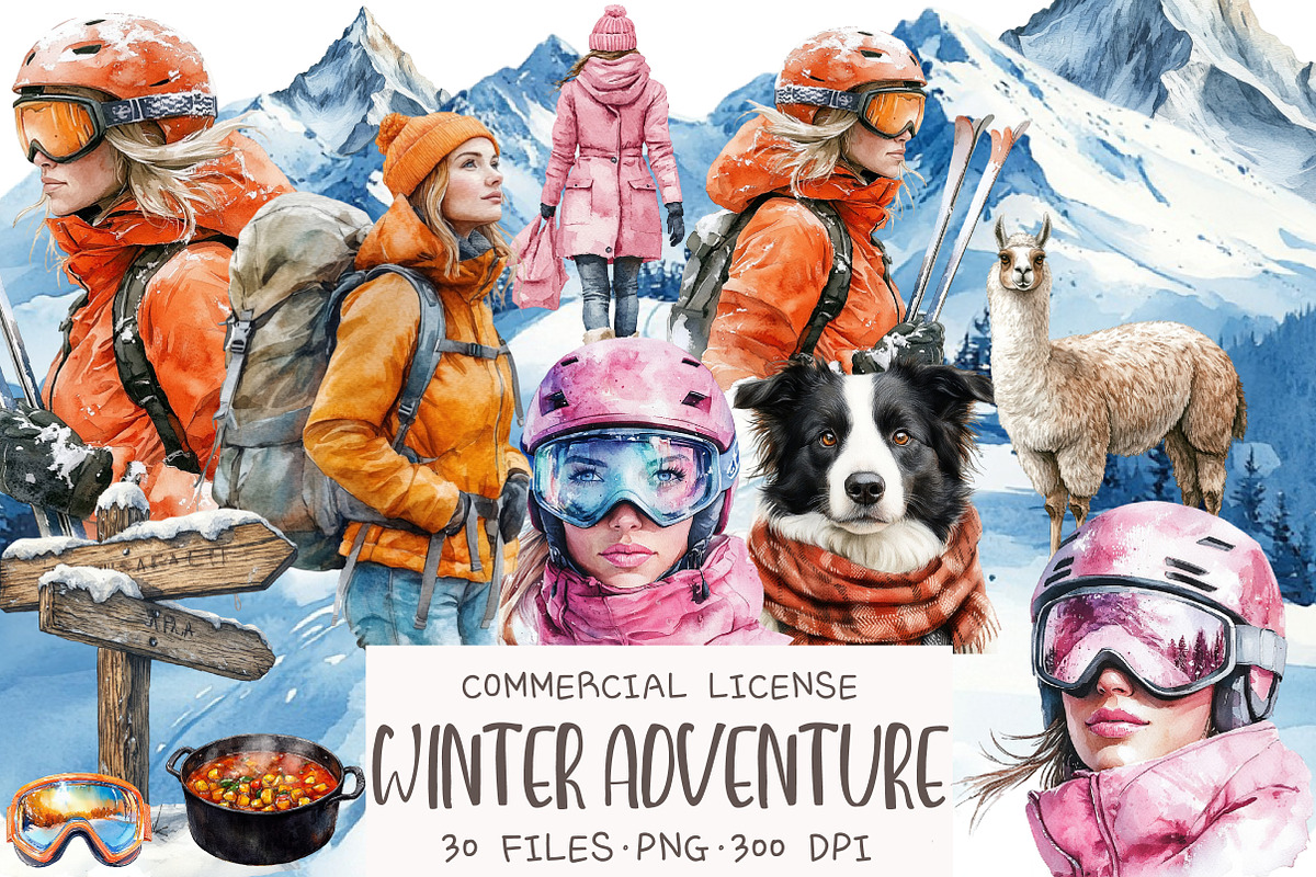 Winter Adventure Clipart, an Illustration by OK Design (Photo 1 of 5)