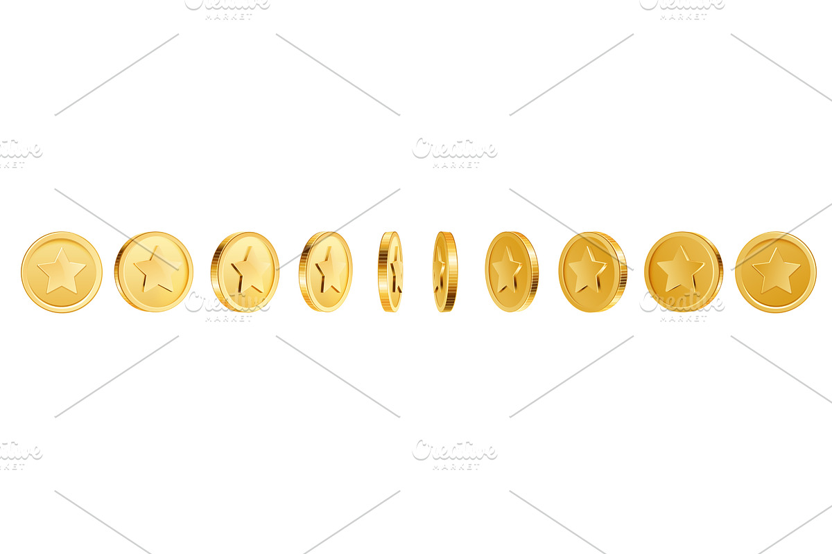 Game coins turn around. Gold coin in, a Finance Illustration by Frogella