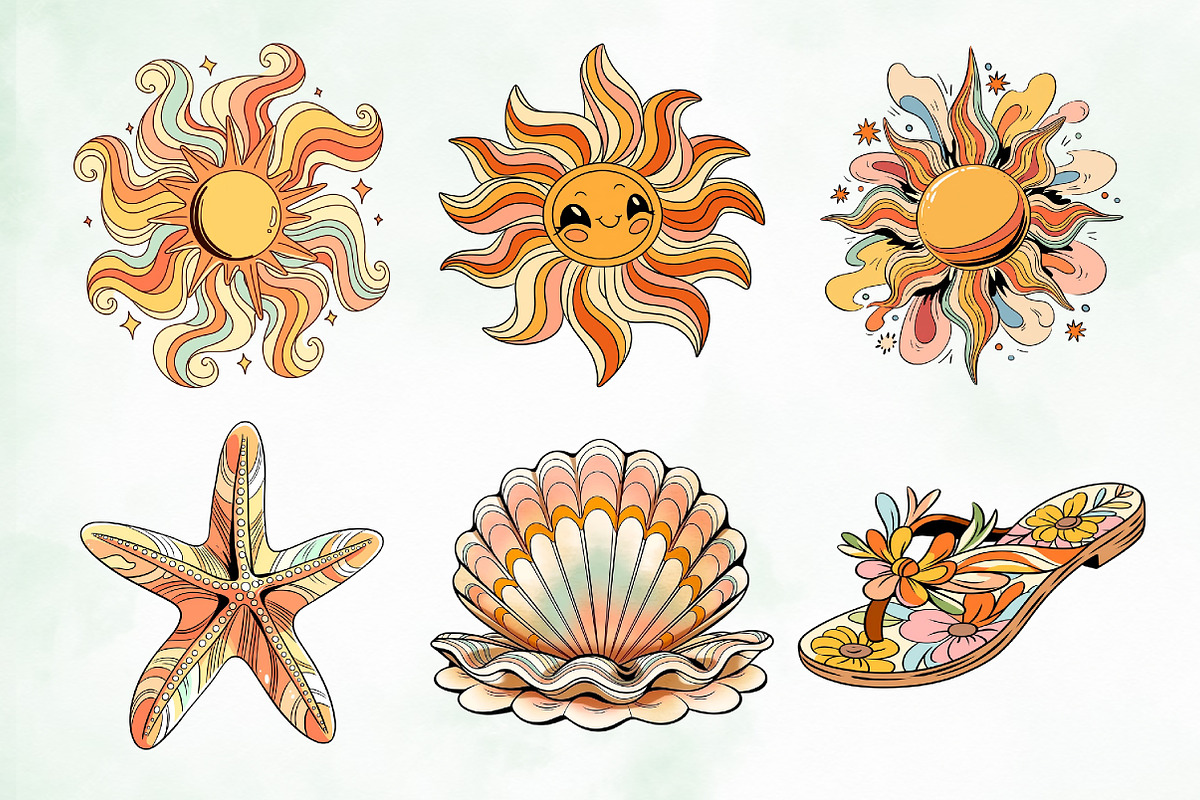 Retro Sunshine & Vintage Beach Png, an Object Illustration by Creative Art (Photo 4 of 7)