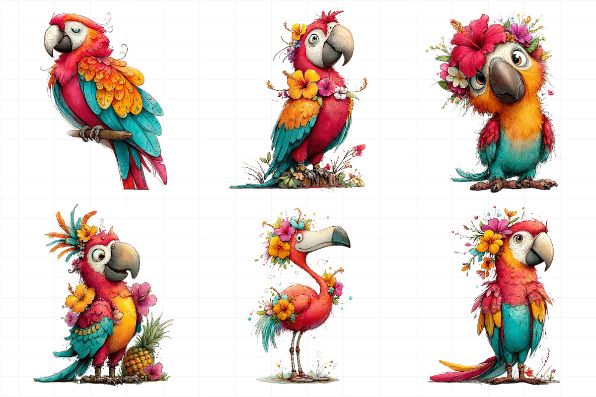 Whimsical Summer Tropical Bird Clipa, an Illustration by Daily.Designs (Photo 6 of 6)