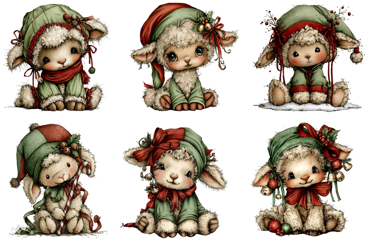Whimsical Christmas Animals Clipart, an Illustration by DreamArtGraphic (Photo 4 of 4)