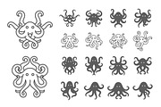 Octopus symbol illustration set, an Animal Illustration by Artha Design Studio (Thumbnail 1 of 2)