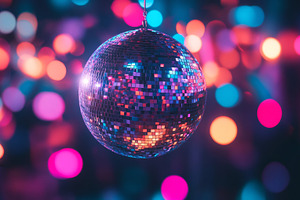 Shiny Disco Ball with Colorful Reflections, an Abstract Photo by Natalia Klenova's Shop
