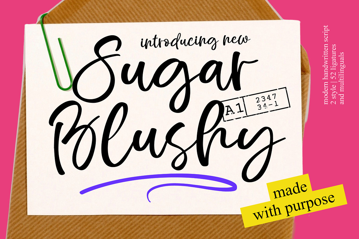 Sugar Blushy Modern Handwritten, a Script Font by Letterena Studios Script (Photo 1 of 10)