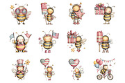 4th of July Bee Whimsical Clipart, a Seasonal Illustration by Designking (Thumbnail 2 of 5)