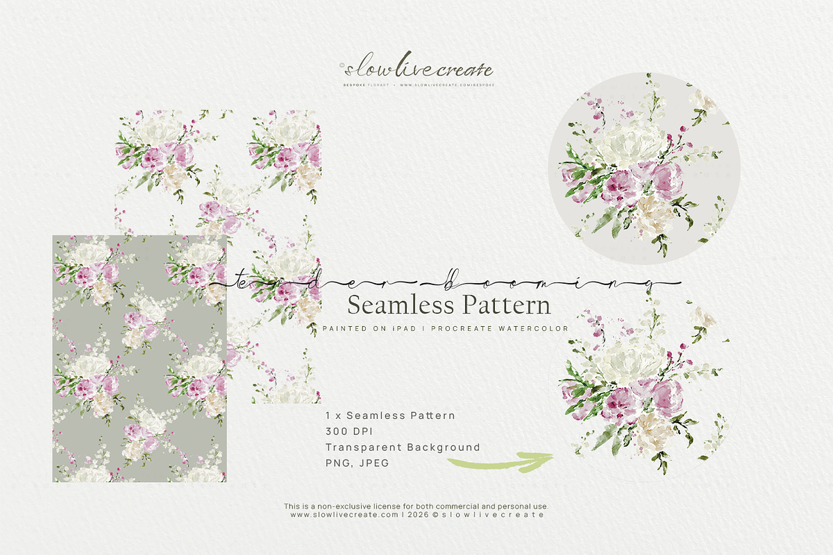 Bloom | Wedding Watercolor Florals, a Pattern Graphic by slowlivecreate (Photo 6 of 7)
