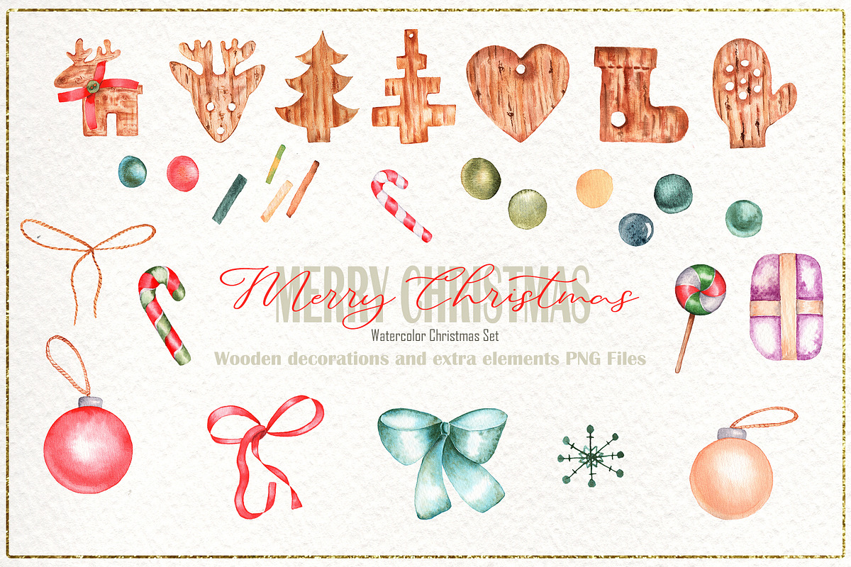 Merry Christmas Watercolor Set, an Illustration by TanataDesign (Photo 5 of 10)
