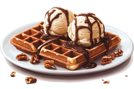 Waffles Ice Cream Chocolate Pecans D, a Background Photo by Pixeness