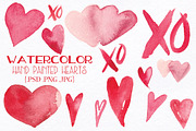 Watercolor Valentine Hearts and XOs, a Decorative Illustration by La Bella Rue (Thumbnail 1 of 3)