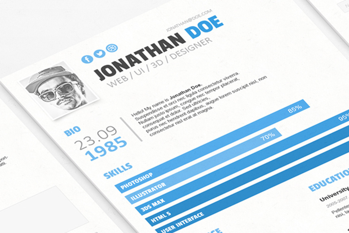 Resume PSD Template, a Resume Template by Zomorsky (Photo 1 of 5)