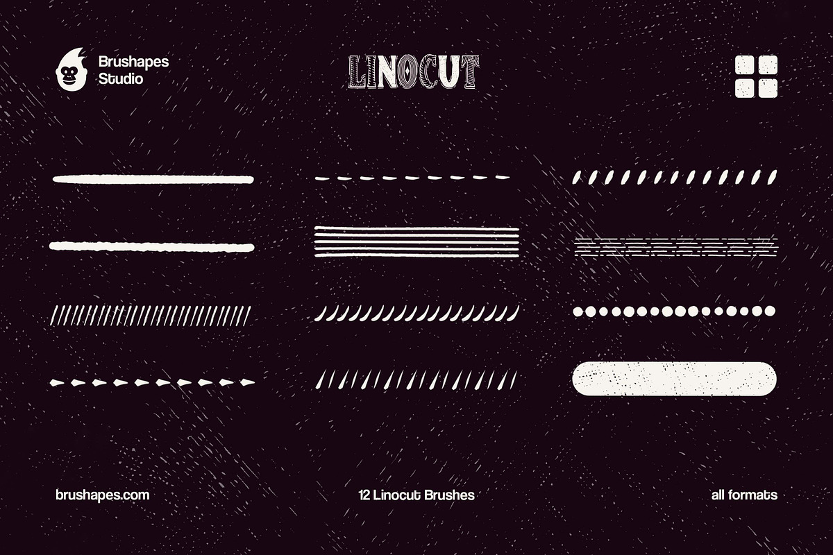 Multi App Craftsman Linocut Brushes, a Brush Add-On by brushapes.com (Photo 4 of 6)