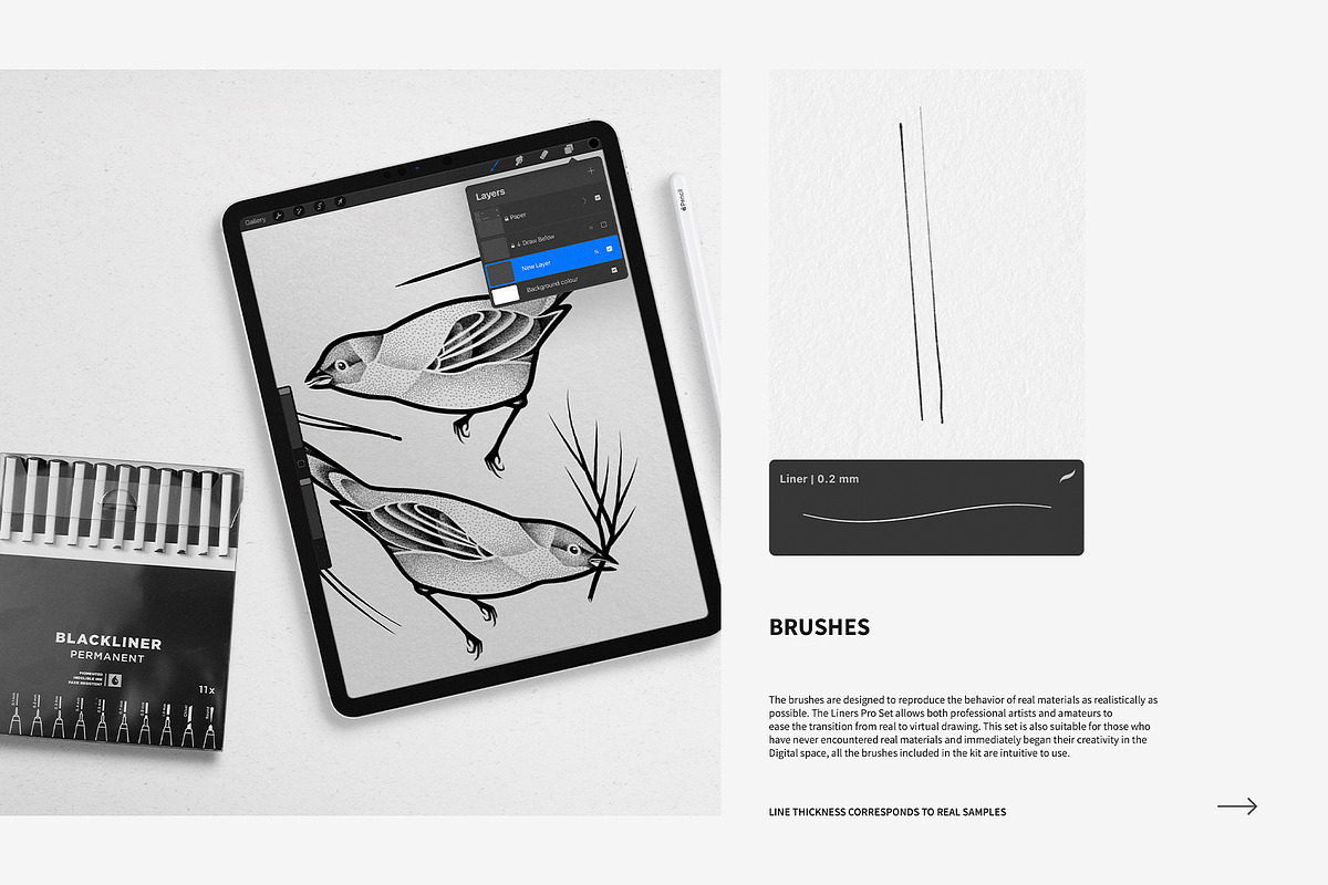 Liners Pro Set for Procreate, a Brush Add-On by Roman Striga (Photo 3 of 7)