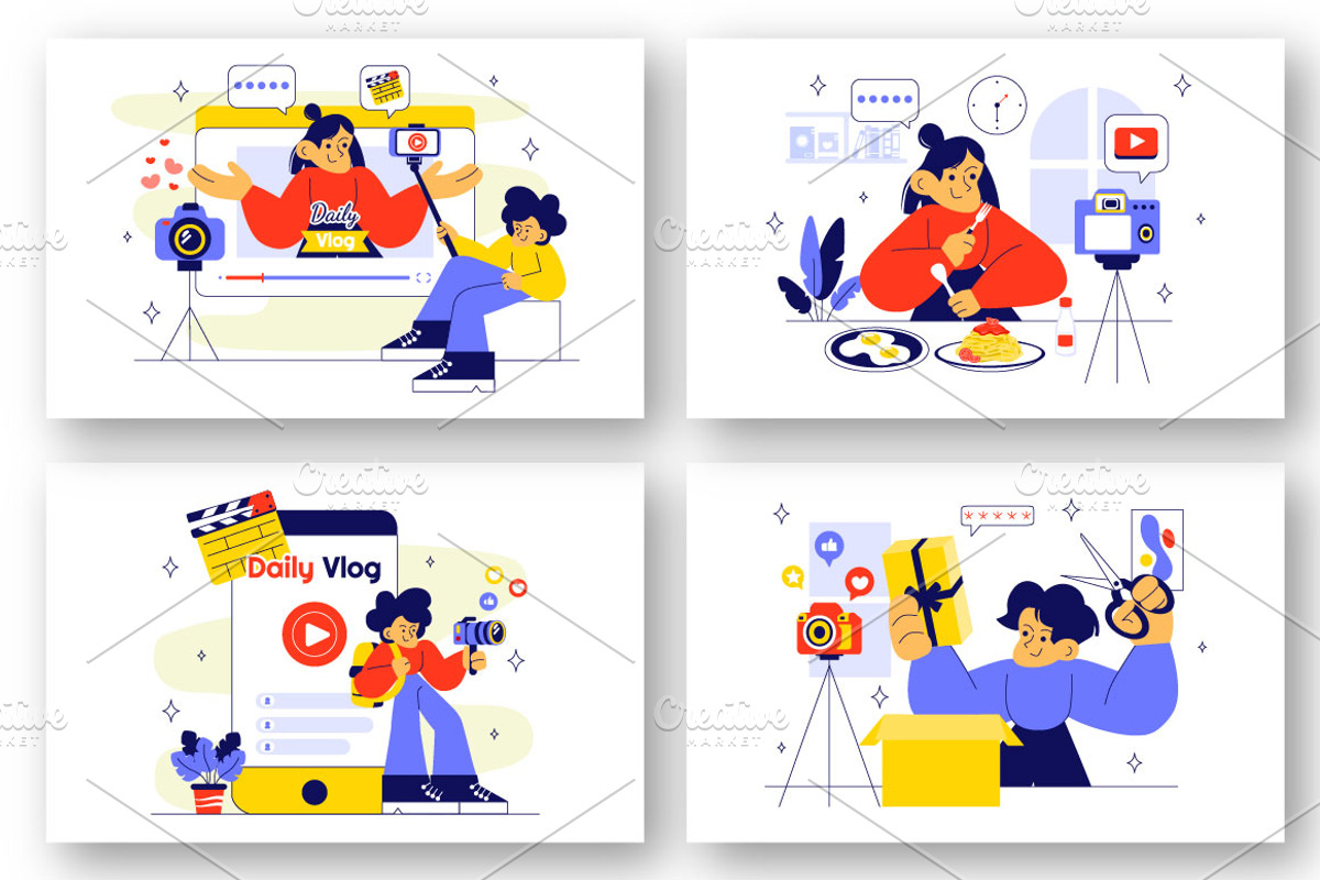 10 Daily Vlog Illustration, a Person Illustration by denayunebgt (Photo 2 of 4)