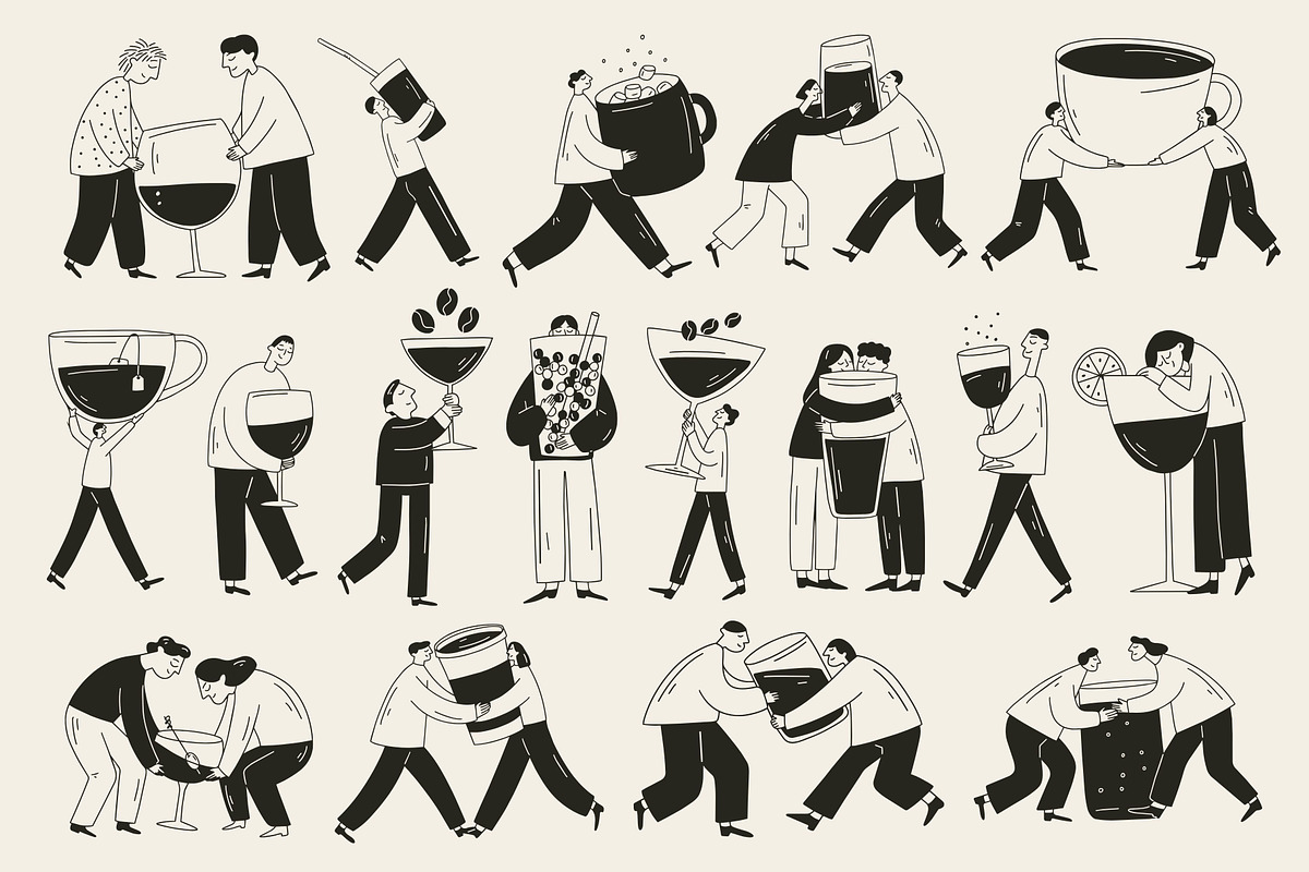 Drink Stories: 45 Character Pack, a Food Illustration by Veyla (Photo 5 of 12)