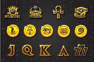 Egypt golden-black slot symbols, an Object Illustration by BabySofja