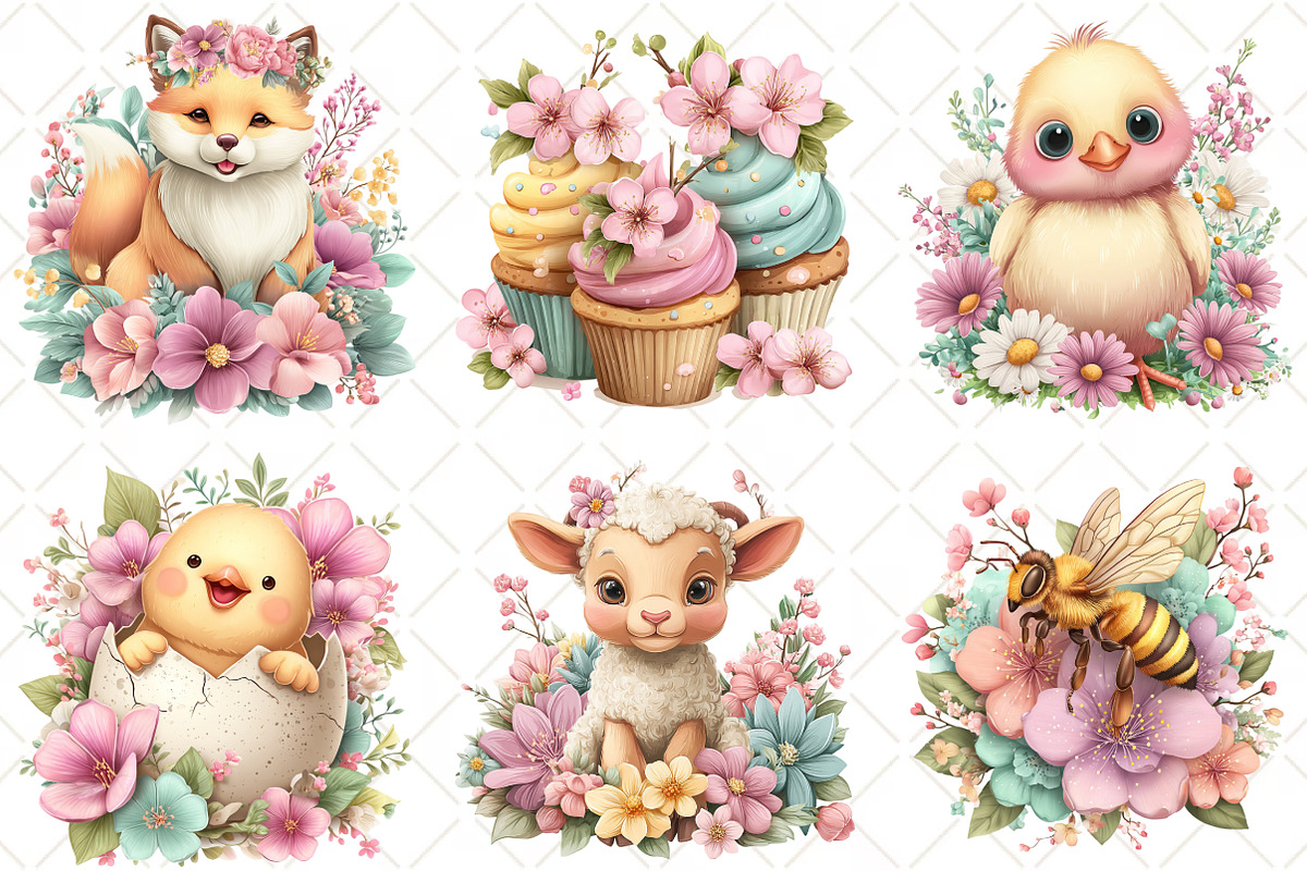 Watercolor Cute Spring Clipart, an Illustration by Black Bird Studio (Photo 3 of 5)