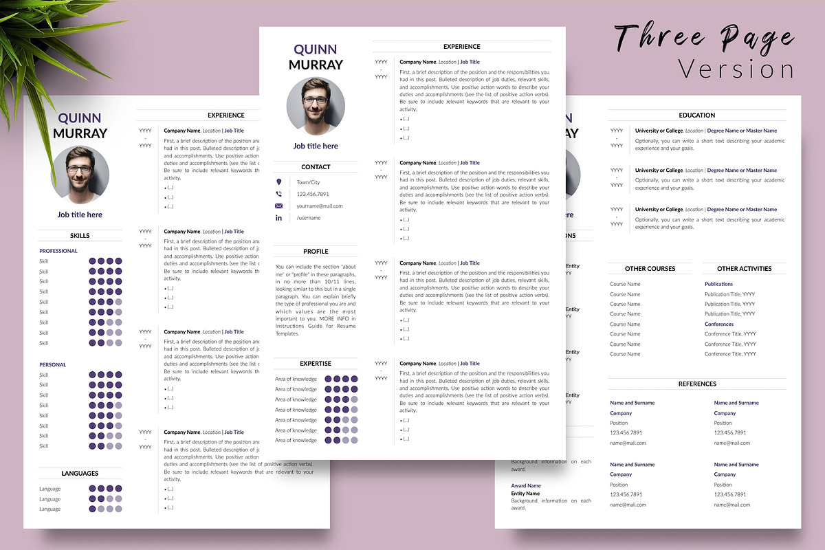 Modern Resume Template / CV - Quinn, a Resume Template by Templates Design Co. (Photo 4 of 17)