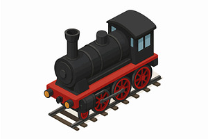 vintage steam locomotive vector, a Transportation Illustration by AlexArt