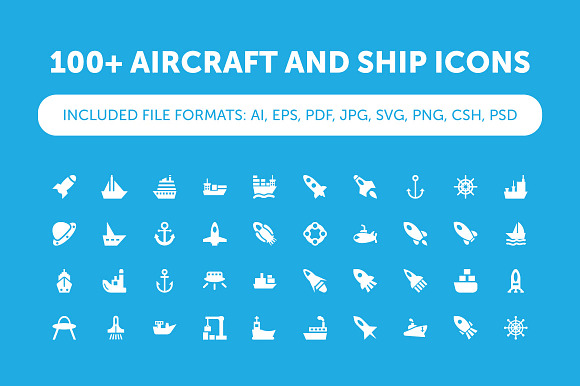 100 Aircraft And Ship Icons