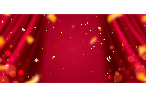 Opened red velvet curtain with, an Illustration by art PVP - market
