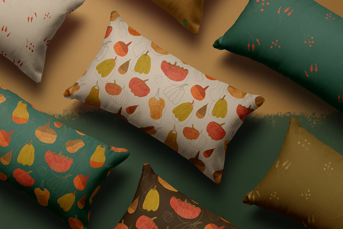 pumpkin watercolor pattern, a Pattern Graphic by watercolor kamill (Photo 10 of 11)