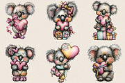 Whimsical Valentine Koala Clipart Bu, an Illustration by SVGArt (Thumbnail 2 of 8)