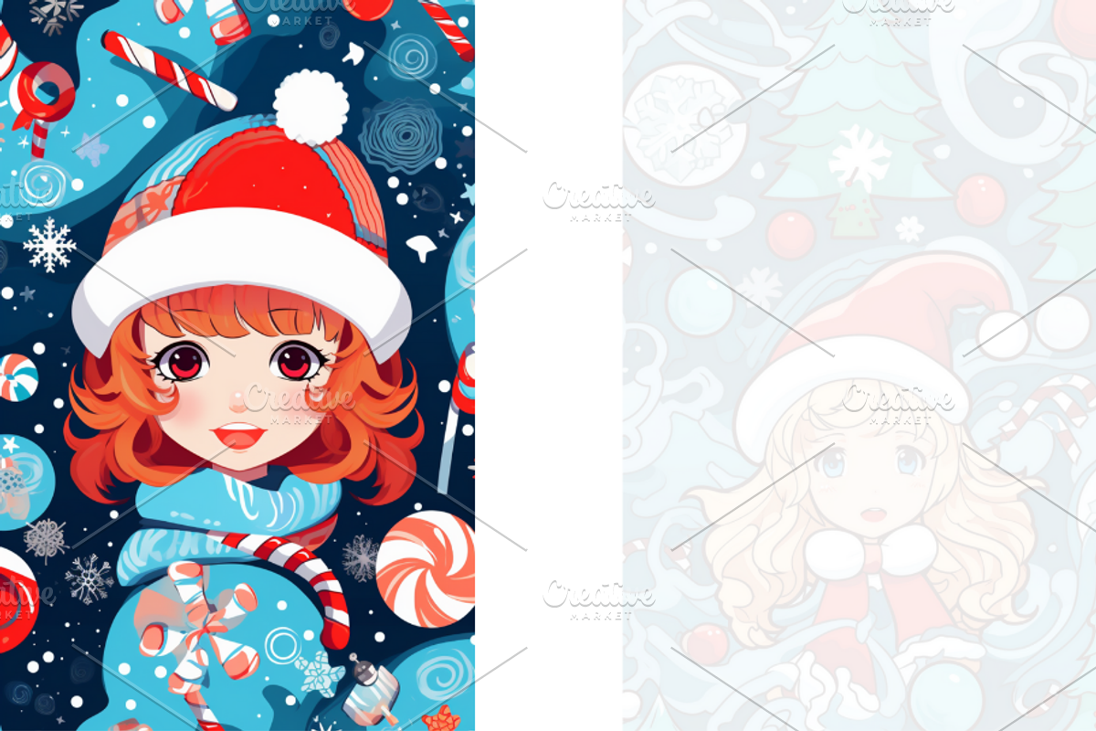 Christmas Card Design Bundle 6 Anime, a Card Template by Jay Major Designs (Photo 8 of 10)
