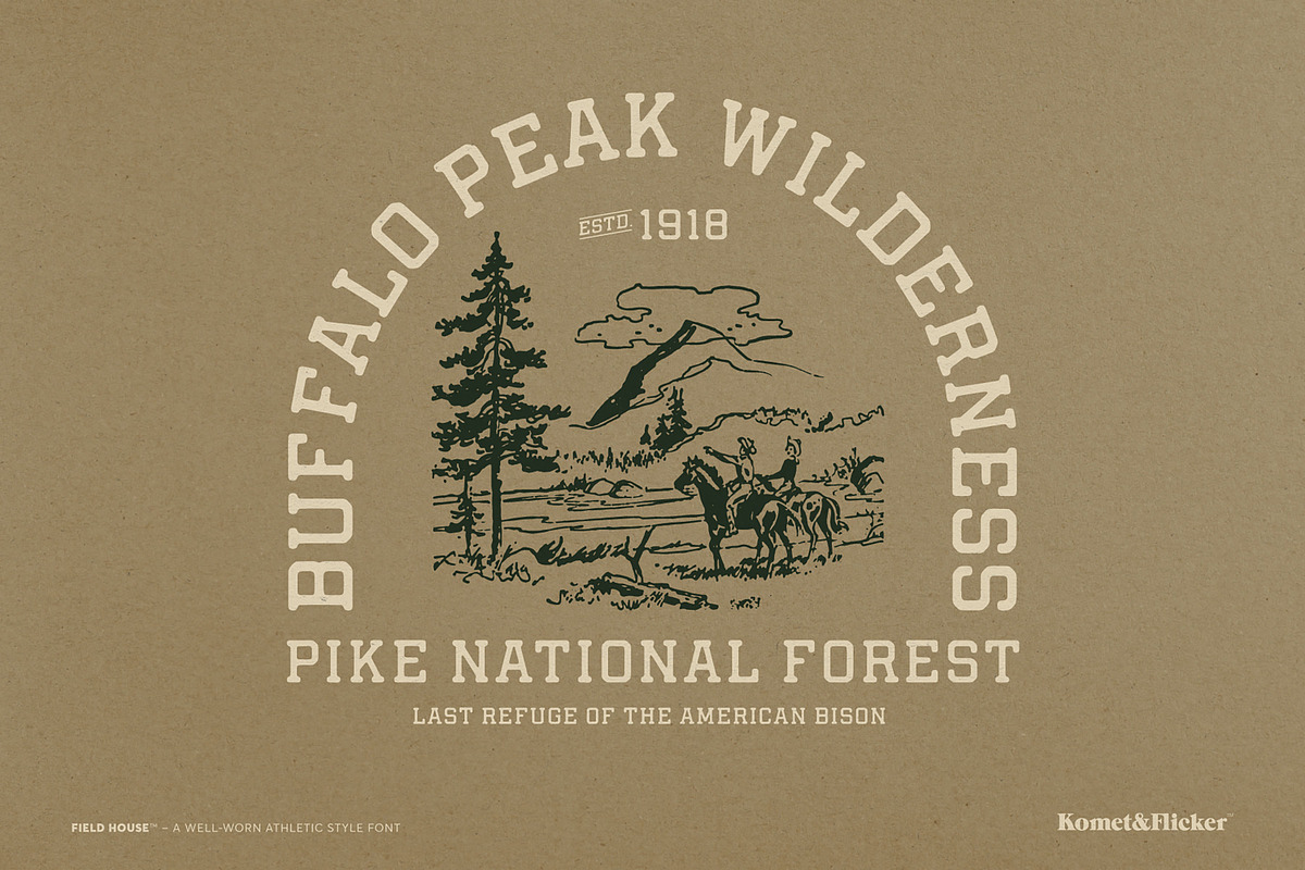 Field House – A Rustic Athletic Font, a Font by Komet & Flicker (Photo 3 of 15)