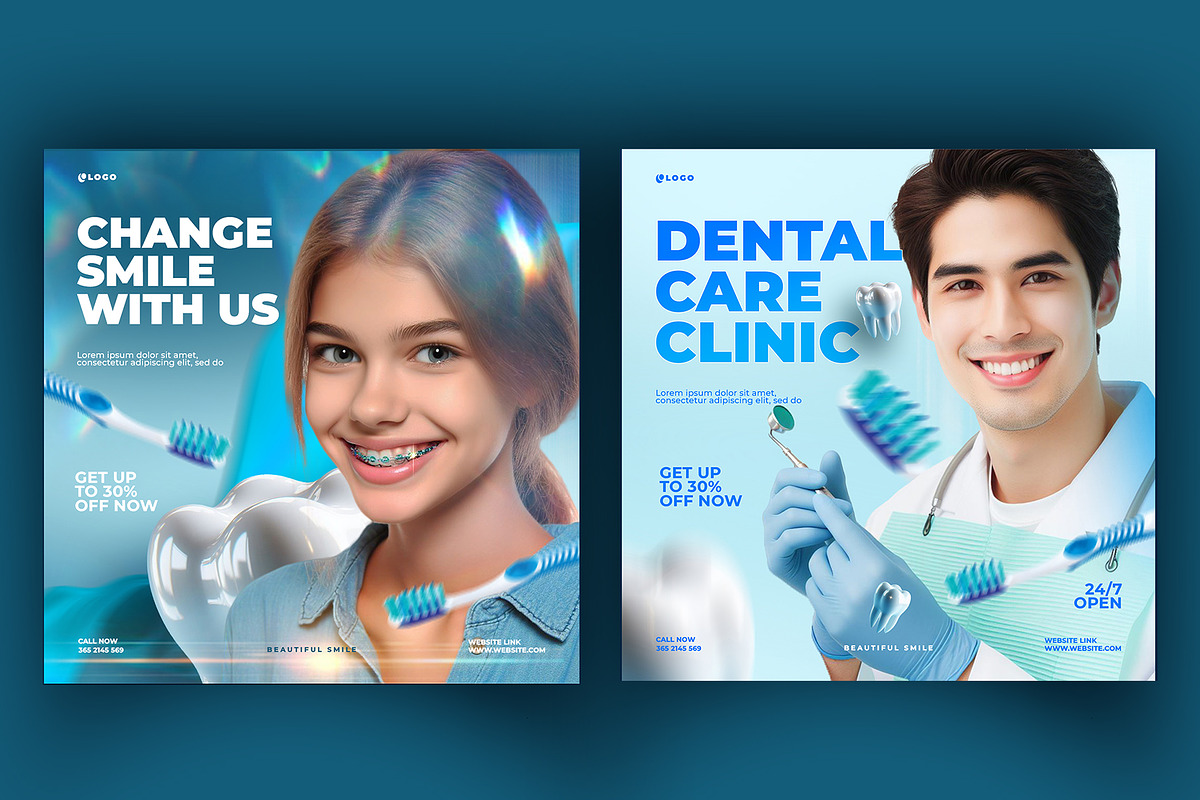 Dental Clinic Social Media Designs, a Social Media Template by graphic bakers (Photo 5 of 5)
