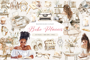 Boho Planner Clipart Bundle