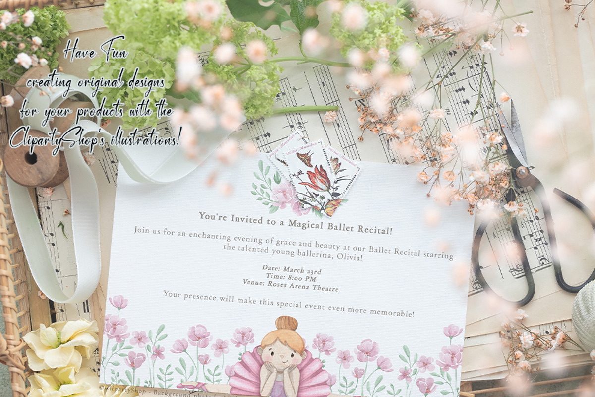 Cute Ballerina Watercolor Clipart, an Illustration by Gau Silva Studio (Photo 5 of 5)