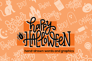 Handdrawn Halloween Graphics Words