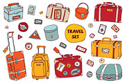 Travel set. Vintage suitcases, a Texture Illustration by katyau (Thumbnail 1 of 3)