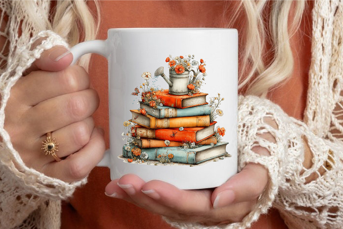 Whimsical Spring Books Stack Clipart, an Illustration by designcity5 (Photo 5 of 5)