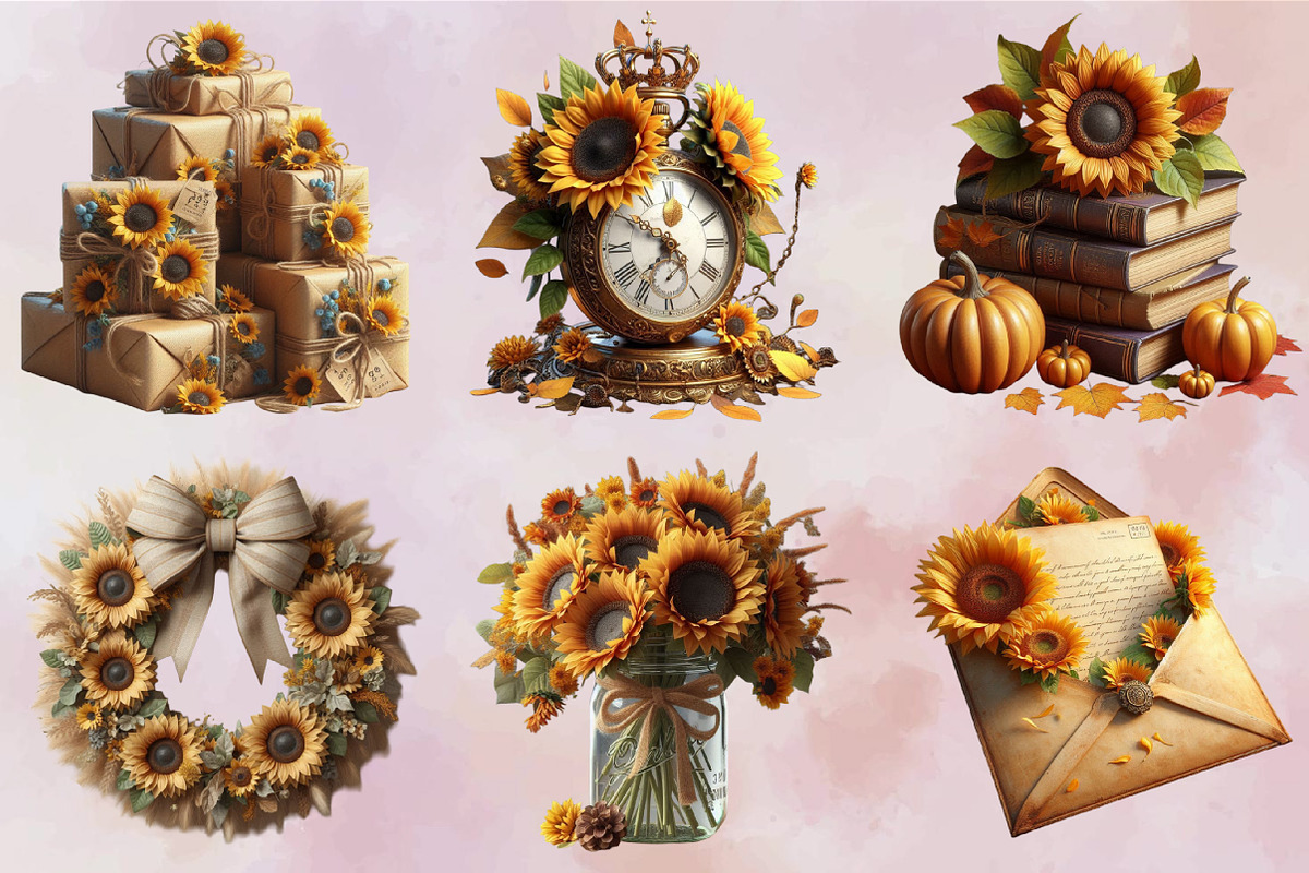 Vintage Sunflowers Autumn Sublimatio, an Illustration by SVGArt (Photo 4 of 8)