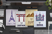 Art country travel cards set, a Brochure Template by LineTale (Thumbnail 1 of 2)