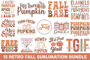 Retro Fall Sublimation Bundle, a Seasonal Illustration by Libby Wishes