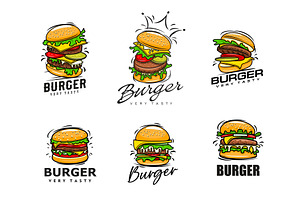 Fast food restaurant burger icons, a Food Illustration by Vector Tradition