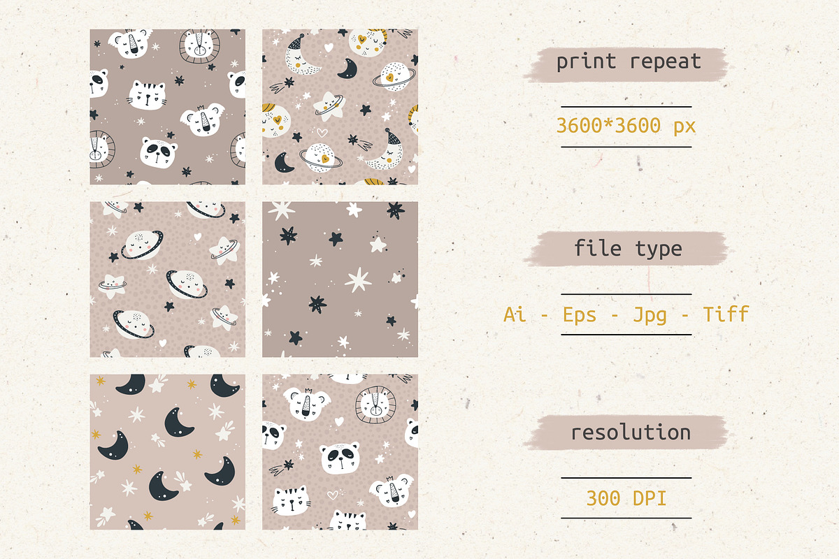 Moon Collection-Baby Digital Papers, a Pattern Graphic by Cuteanny Design (Photo 5 of 7)
